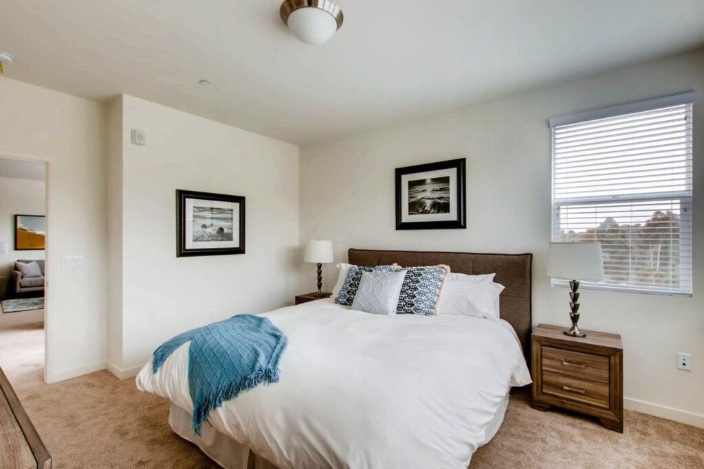 staged bedroom with large window