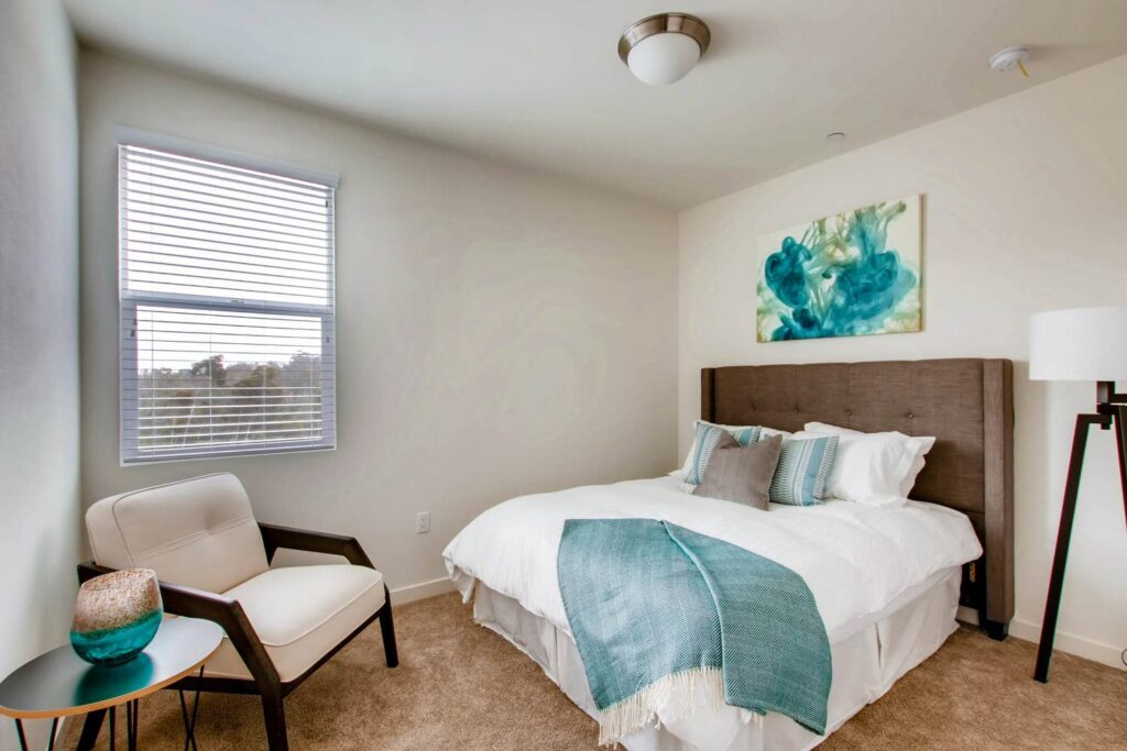carpeted bedroom
