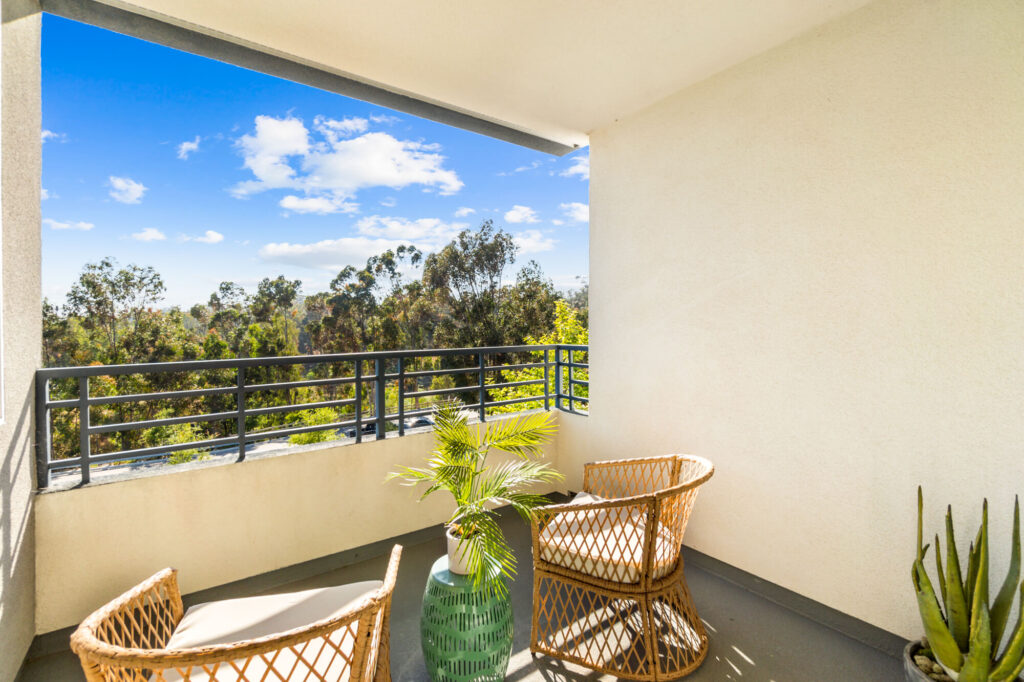 Private balcony at Ascent at Campus of Life San Diego apartments for rent